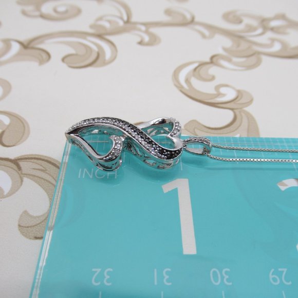 Beautiful Double Heart Black and White Diamonds - Picture 7 of 9